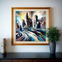 Abstracte Stadsbouw Hard Pastel Tekening II