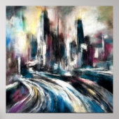 Abstracte Stadsbouw Hard Pastel Tekening III Poster (Voorkant)