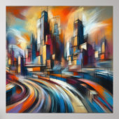 Abstracte Stadsbouw Hard Pastel Tekening VI Poster (Voorkant)