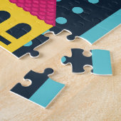 Abstracte stadsgebouwen Landschap Vintage Legpuzzel (Zijkant)