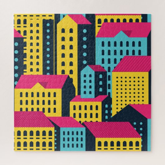 Abstracte stadsgebouwen Landschap Vintage Legpuzzel (Verticaal)