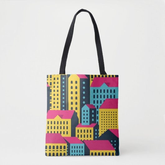 Abstracte stadsgebouwen Landschap Vintage Tote Bag (Voorkant)