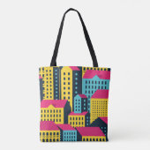 Abstracte stadsgebouwen Landschap Vintage Tote Bag (Achterkant)