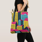 Abstracte stadsgebouwen Landschap Vintage Tote Bag (Dichtbij)