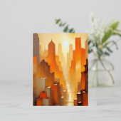 Abstracte stadsgezicht gebouwen Poster achtergrond Folie Feestdagen Briefkaart (Staand Voorkant)