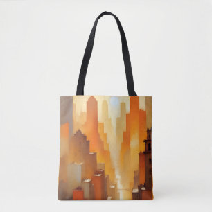 Abstracte stadsgezicht gebouwen Poster achtergrond Tote Bag