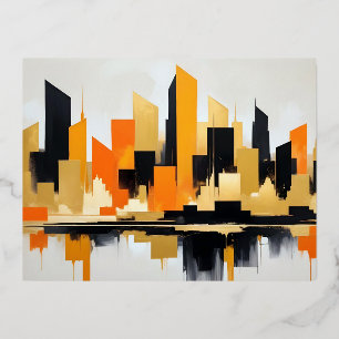 Abstracte stadsgezicht Moderne architectuur achter Folie Feestdagen Briefkaart