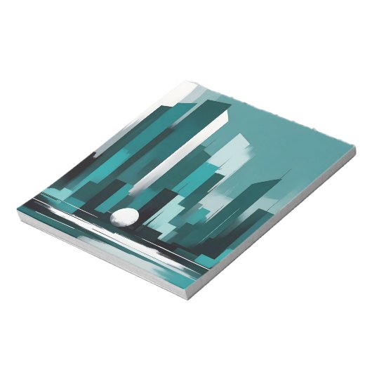 Abstracte stadsgezicht Moderne architectuur achter Notitieblok (Linkerzijde)