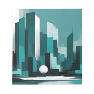 Abstracte stadsgezicht Moderne architectuur achter Notitieblok