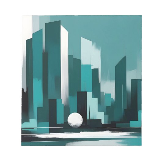 Abstracte stadsgezicht Moderne architectuur achter Notitieblok (Voorkant)