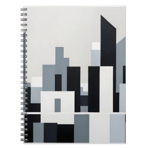 Abstracte stadsgezicht Moderne architectuur achter Notitieboek