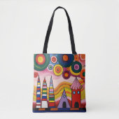 Abstracte Stadsgezicht Tote Tas met Levendige Kleu (Voorkant)