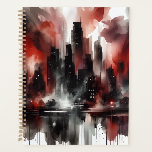 Abstracte stadsgezichts canvas kunstprint planner (Voorkant)