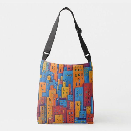 Abstracte stadskunst crossbody tas (Voorkant)