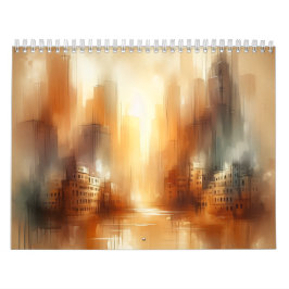 Abstracte Stadslandschap 12 Maanden Kalender