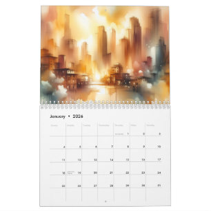 Abstracte Stadslandschap 12 Maanden Kalender