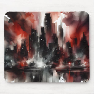 Abstracte stadslandschap canvas kunstprint muismat