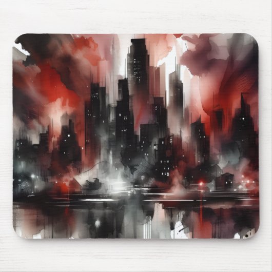 Abstracte stadslandschap canvas kunstprint muismat (Voorkant)