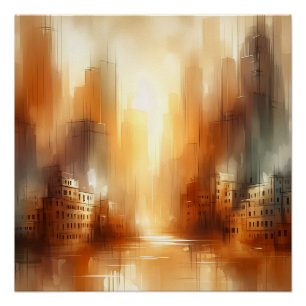 Abstracte stadslandschap glanzende poster