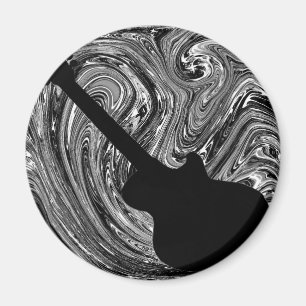 Abstracte stalen gitaar Magnet, zwart-wit Magneet