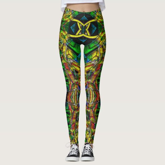 Abstracte stammenachtige design, gecarbeerd leggings (Voorkant)