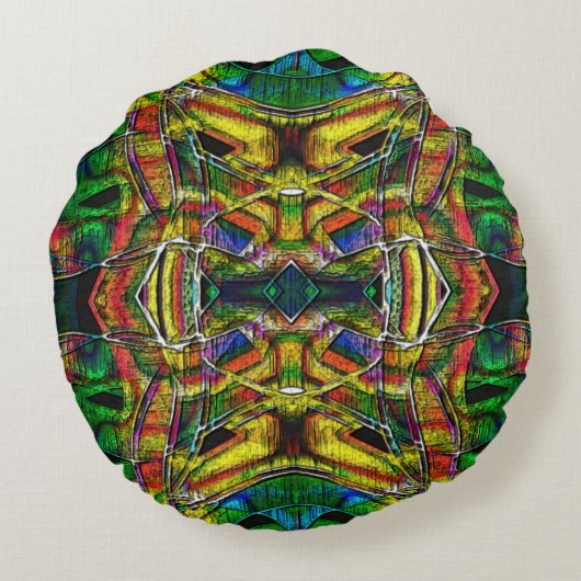 Abstracte stammenachtige design, gecarbeerd rond kussen (Achterkant)