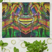 Abstracte stammenachtige design, gecarbeerd theedoek (Gevouwen)