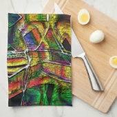 Abstracte stammenachtige design, gecarbeerd theedoek (Quarter Fold)