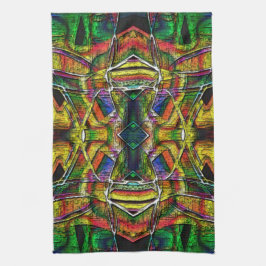 Abstracte stammenachtige design, gecarbeerd theedoek