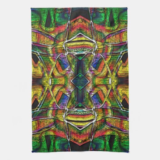 Abstracte stammenachtige design, gecarbeerd theedoek (Verticaal)