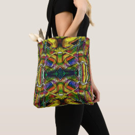 Abstracte stammenachtige design, gecarbeerd tote bag