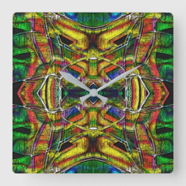 Abstracte stammenachtige design, gecarbeerd vierkante klok