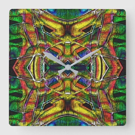 Abstracte stammenachtige design, gecarbeerd vierkante klok (Voorkant)