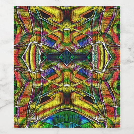 Abstracte stammenachtige design, gecarbeerd wijn etiket (Enkel label)