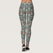 Abstracte stampijlen op blauw-grijs leggings (Achterkant)