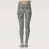 Abstracte stampijlen op blauw-grijs leggings (Voorkant)