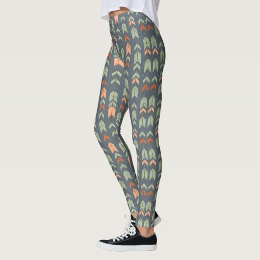 Abstracte stampijlen op blauw-grijs leggings (Links)