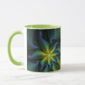 Abstracte Star, Blue Green Golden Fractal Art Name Mok (Links)