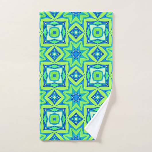 Abstracte Star Geometric - Lime Green en Blue Bad Handdoek (Handdoek)
