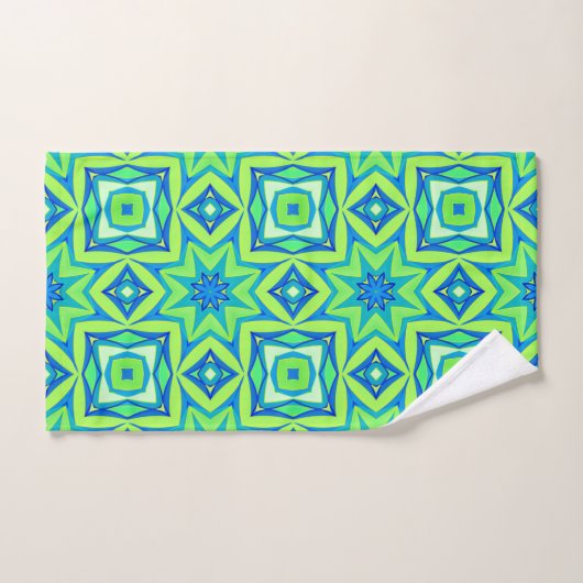 Abstracte Star Geometric - Lime Green en Blue Bad Handdoek (Handdoek)