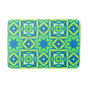 Abstracte Star Geometric - Lime Green en Blue Badmat
