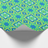 Abstracte Star Geometric - Lime Green en Blue Cadeaupapier (Hoek)