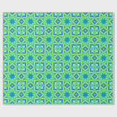 Abstracte Star Geometric - Lime Green en Blue Cadeaupapier (Vlak)