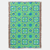 Abstracte Star Geometric - Lime Green en Blue Deken (Voorkant Verticaal)