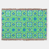 Abstracte Star Geometric - Lime Green en Blue Deken (Voorkant)
