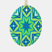 Abstracte Star Geometric - Lime Green en Blue Keramisch Ornament (Rechts)
