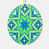 Abstracte Star Geometric - Lime Green en Blue Keramisch Ornament (Links)