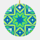 Abstracte Star Geometric - Lime Green en Blue Keramisch Ornament (Achterkant)