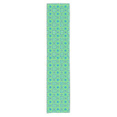 Abstracte Star Geometric - Lime Green en Blue Korte Tafelloper (Voorkant)