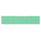 Abstracte Star Geometric - Lime Green en Blue Korte Tafelloper (Horizontaal)